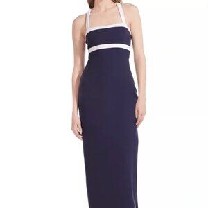 STAUD Navy and White Maxi Dress
